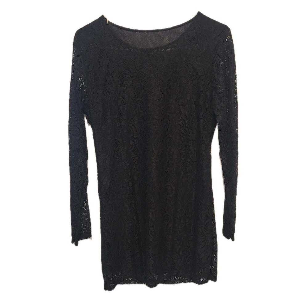 Black Lace Mini Dress Long Sleeve Small Goth Witchy Romantic Festival Whimsygoth